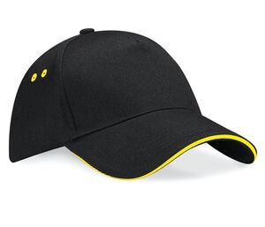 Beechfield BC15C - Ultimate 5 panel contrast cap sandwich peak Black / Yellow