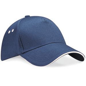 Beechfield BC15C - Ultimate 5 panel contrast cap sandwich peak French Navy/ Putty