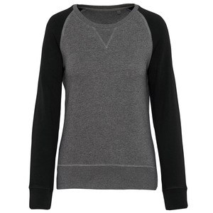 Kariban K492 - Ladies two-tone organic crew neck raglan sleeve sweatshirt