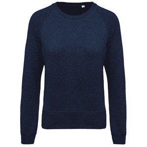 Kariban K481 - Ladies’ organic cotton crew neck raglan sleeve sweatshirt French Navy Heather