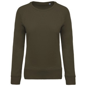 Kariban K481 - Ladies’ organic cotton crew neck raglan sleeve sweatshirt Mossy Green