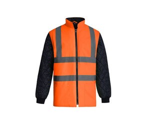 YOKO YK008SL - Parka matelassée avec manches détachables Hi Vis Orange/Navy