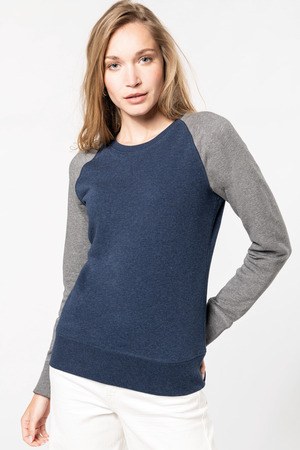 Kariban K492 - Ladies two-tone organic crew neck raglan sleeve sweatshirt